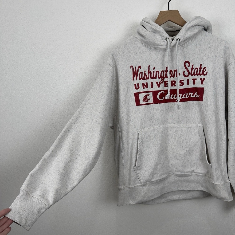 Vtg Champion Reverse Weave Hoodie Mens L WSU Washington State University Cougars - Picture 3 of 16